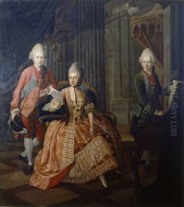 Anna Amalia von Braunschweig-Wolfenbuttel mit ihren beiden Sohnen by Anna Rosina de Gasc