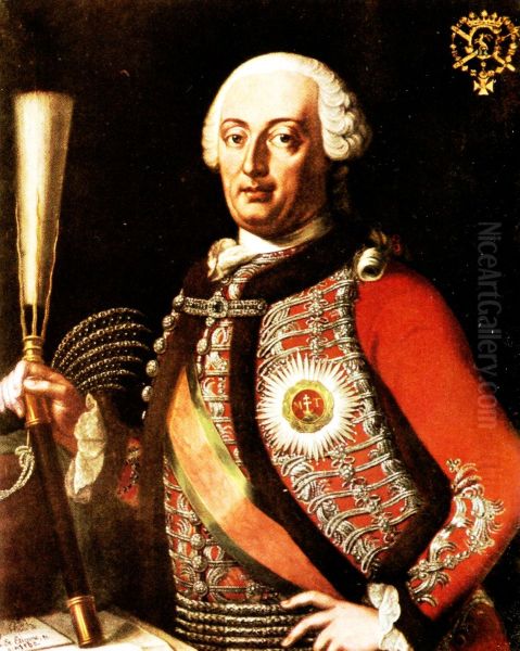 grof Palffy Lipot (1716-1773) tabornagy, koronaor, magyarorszagi fohadparancsnok, a magyar nemesi testorseg elso kapitanya testorkapitanyi egyenruhaban. Korabeli festmeny - view 1
