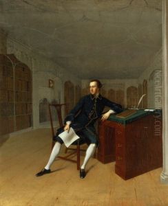 Sir Roger Newdigate in the Library at Arbury by Arthur Devis