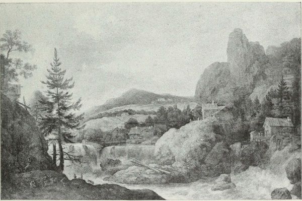 Scene in Norway, with a cascade - view 1