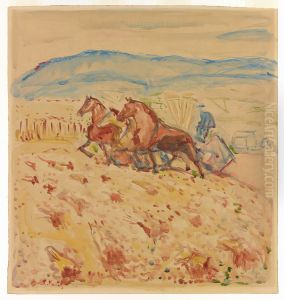 Horse Team in a Field by Edvard Munch