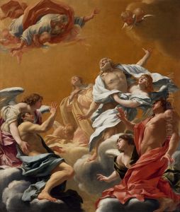 Saint Eustache et sa famille portes au ciel by Simon Vouet