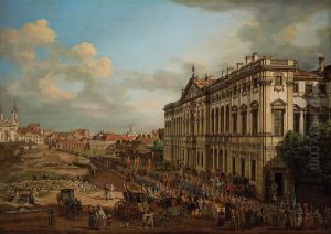 Krasinski Square with the Palace of the Republic. by Bernardo Bellotto