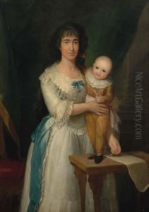 Portrait of Countess of Altamira and Her Son Vicente Isabel by Agustin Esteve