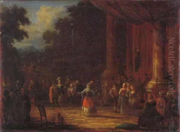 Dancers in front of a palace - view 1