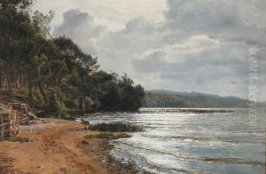 Summer landscape near a lake. by Janus Andreas Bartholin La Cour