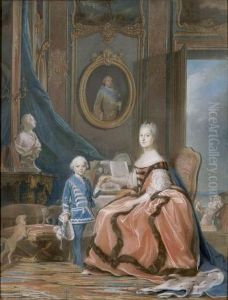 << Marie-Josephe de Saxe et le duc de Bourgogne dans son appartement de Versailles >> by Maurice Quentin de La Tour
