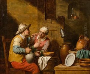 Drinkers in a tavern