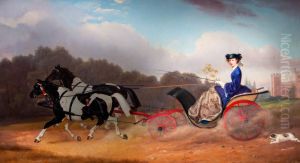 Lady in a Carriage in front of the Hradek u Nechanic Castle by Louis Grunler