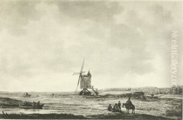 A windmill with travelers - view 1