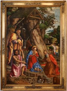 Nativita con san Giovanni battista e san Girolamo