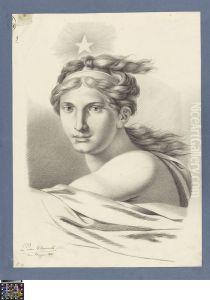 bust of a woman with a star