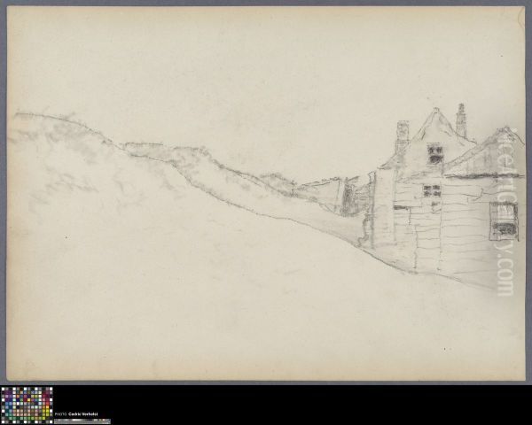 landschape with a field and two cottages - view 1