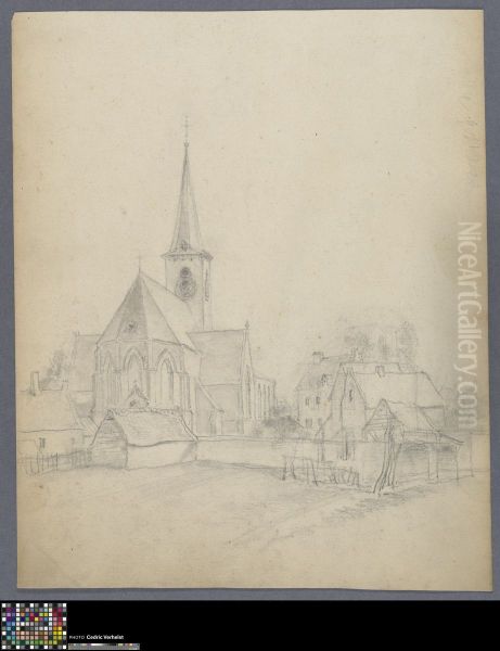 townscape with a church and houses - view 1