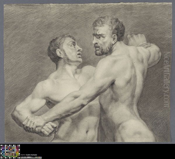 two fighting male nudes - view 1