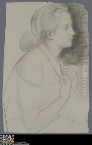 half-figure of a seated woman wearing a pearl necklace by Musea Brugge