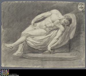reclining male nude by Ignatius Josephus van Regemorter