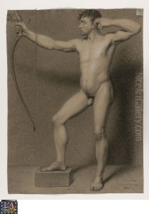 standing male nude holding a longbow standing male nude holding a longbow