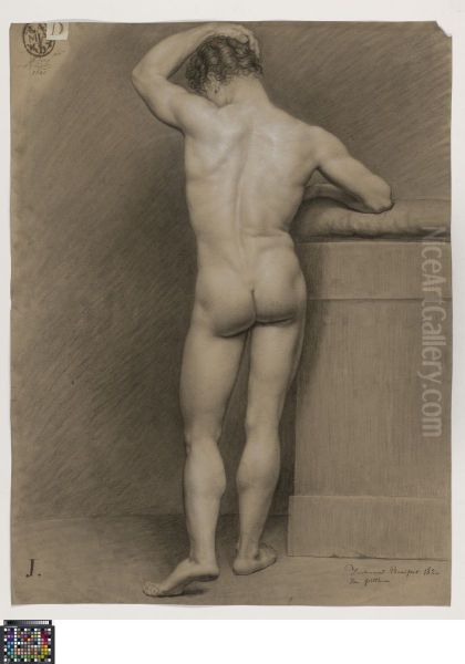 standing male nude, seen from behind - view 1