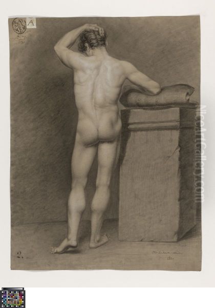 standing male nude, seen from behind - view 1