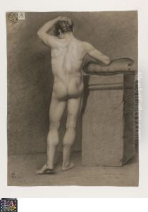 standing male nude, seen from behind by Charles Verschaeve