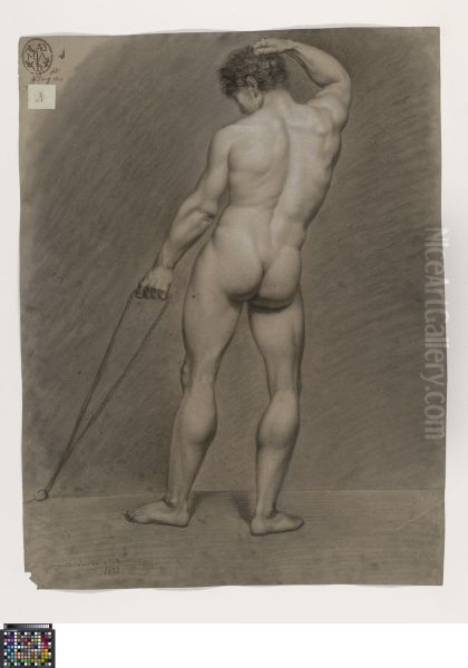 standing male nude, seen from behind - view 1