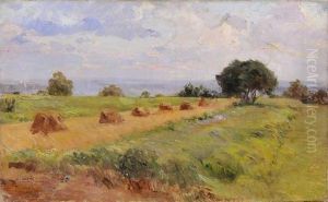 Covoni Di Fieno Nella Campagna Francese A Champigny by Ulisse Caputo