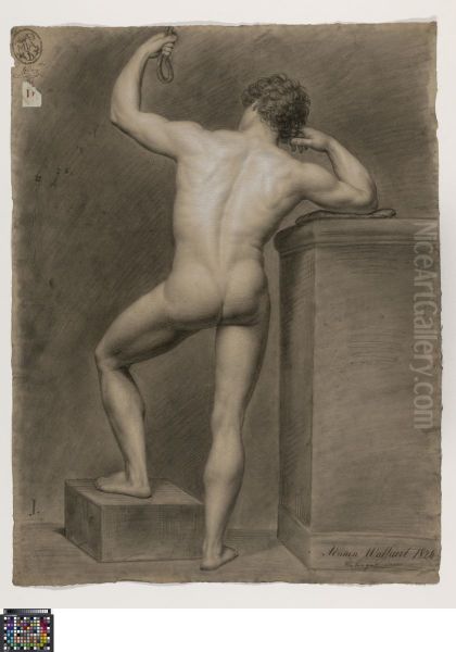 standing male nude, seen from behind - view 1