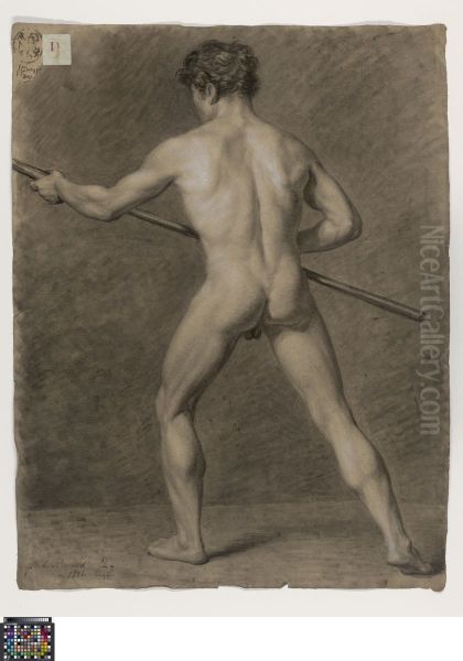 standing male nude, seen from behind - view 1