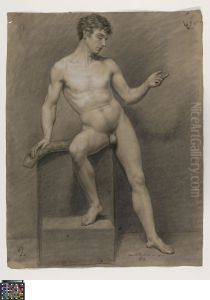 seated male nude by Joannes Callewaert