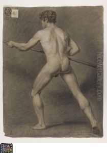 standing male nude, seen from behind by Joannes Callewaert