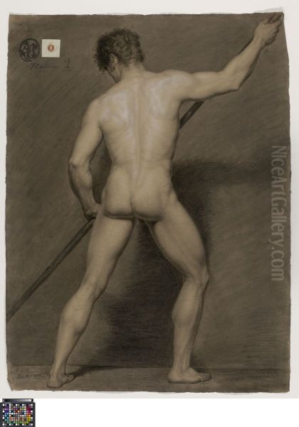 standing male nude, seen from behind - view 1