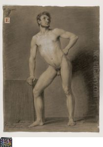 standing male nude by Henry Jean Becquet