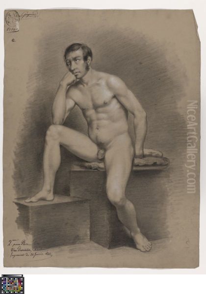seated male nude - view 1