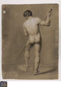 standing male nude, seen from behind by Eugene Charles Legendre