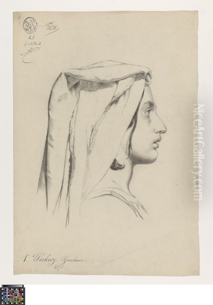 head of a woman with headscarf - view 1