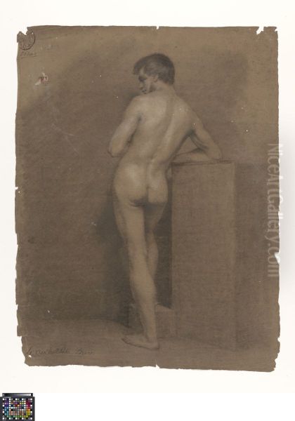 standing male nude, seen from behind - view 1