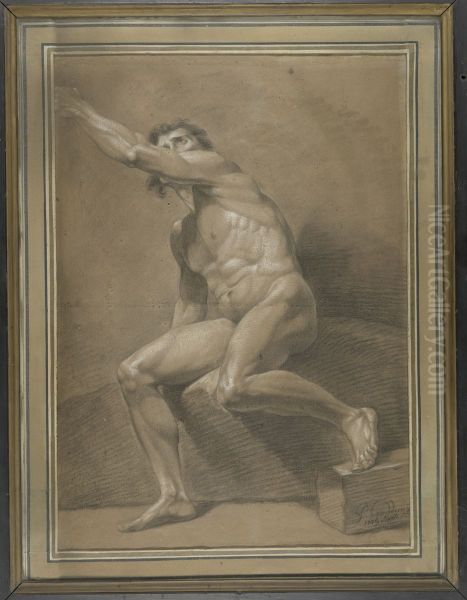 seated male nude - view 1