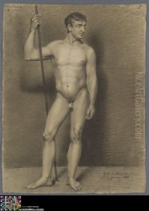 standing male nude by Charles De Breuck