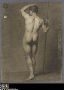 standing male nude, seen from behind standing male nude, seen from behind