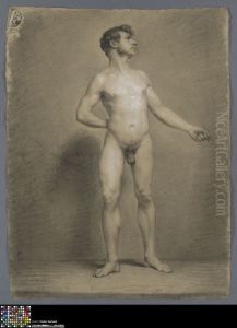 standing male nude by Bruno Van Hollebeke