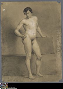 standing male nude by Charles Van Halme