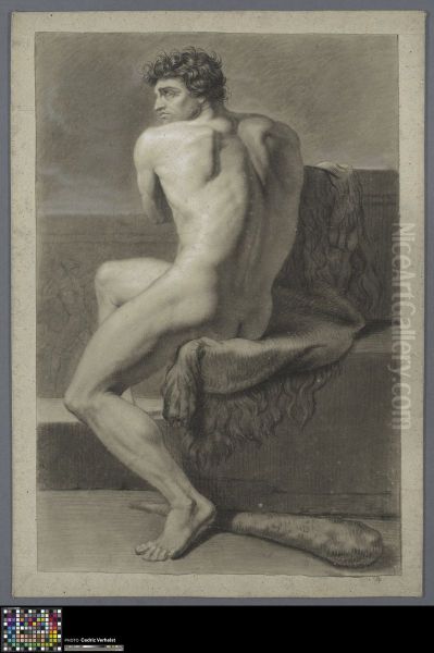 seated male nude as Hercules - view 1