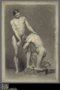 kneeling and standing male nude by Musea Brugge