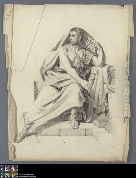 seated man with a sword - view 1