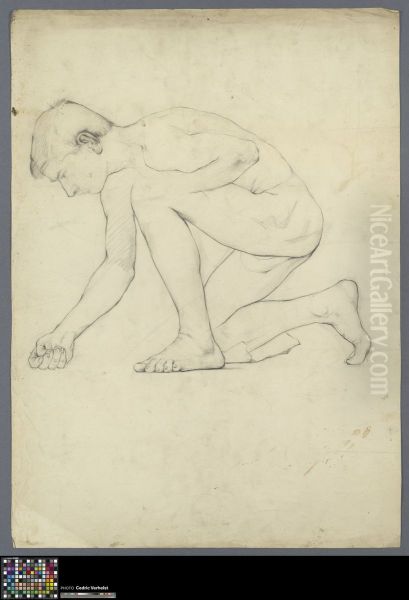 kneeling male nude - view 1
