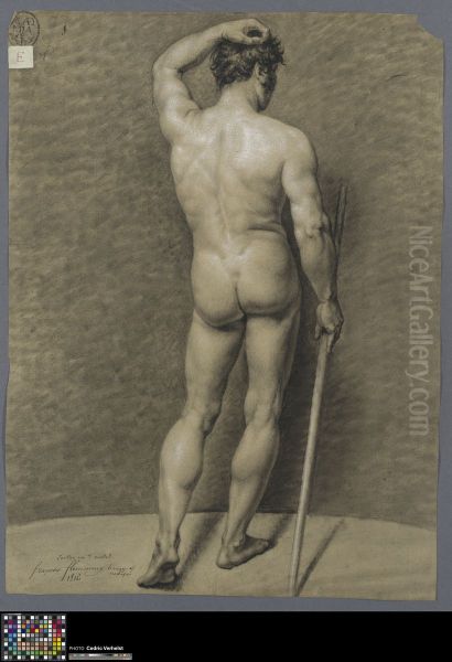 standing male nude, seen from behind - view 1