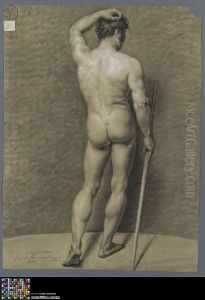 standing male nude, seen from behind by Frans Fleminck