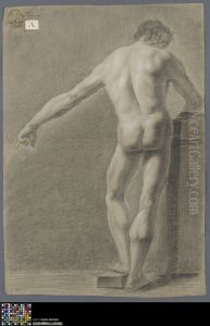 standing male nude, seen from behind by Leo Dubois