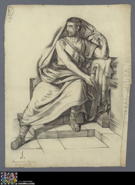 seated man with a sword - view 1
